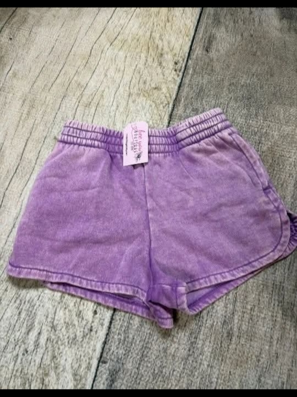Purple Elastic-Waist Shorts